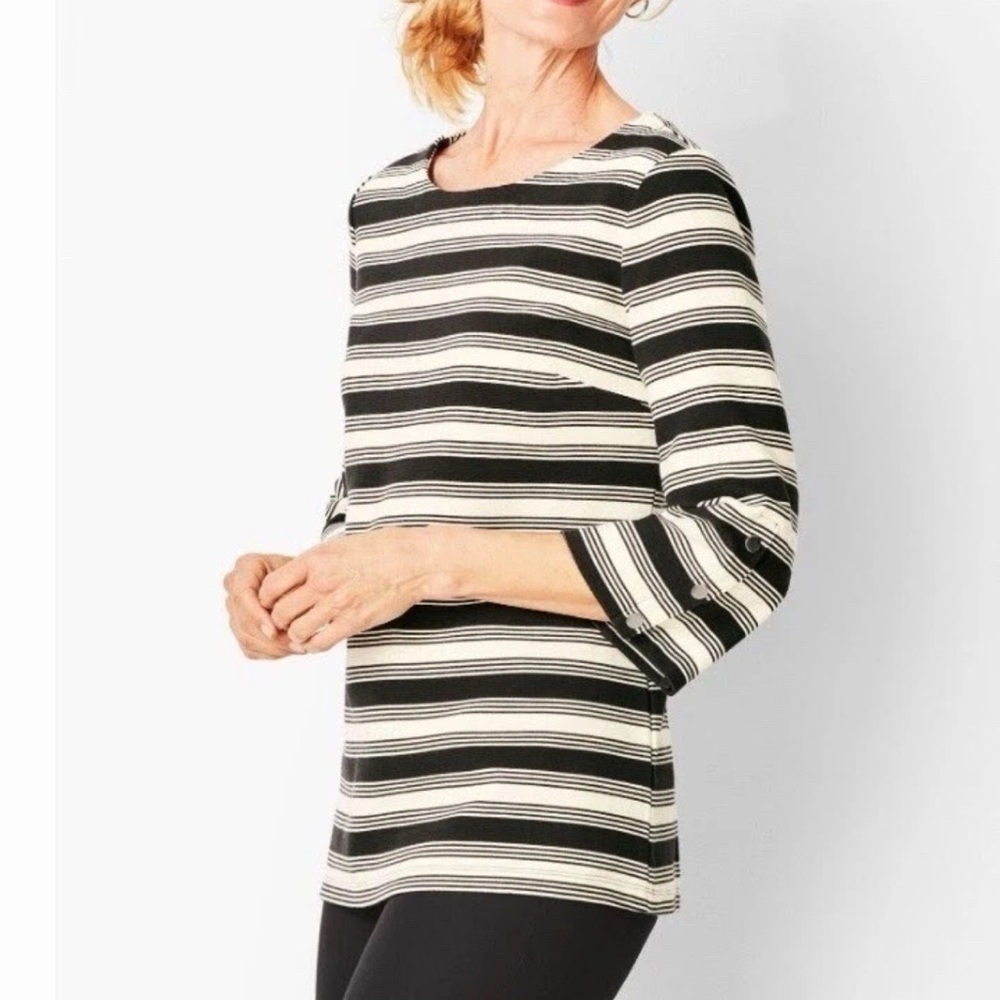 Talbots Black & White 3/4 Sleeve Top NWT